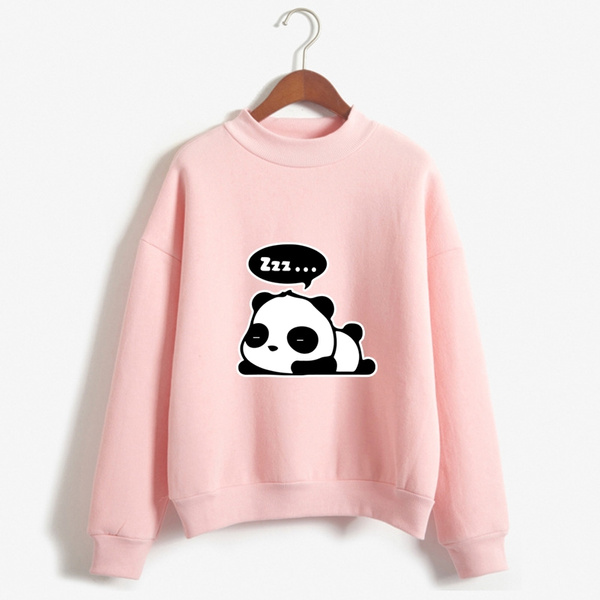 Cute Panda Printing High Neck Sweatshirt for Girls and Women Wish