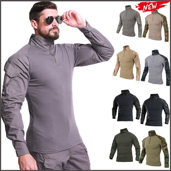 Shirt Military Men Long Sleeve Polo 