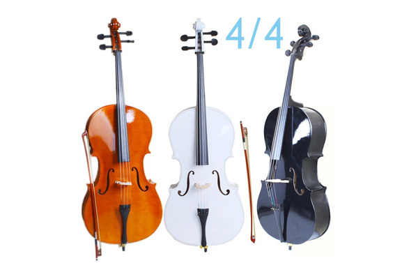 Aveland Happy 4/4 Wood Cello Bag Bow Rosin Bridge Natural Exquisite Cello Set Musical Instruments Birthday Holiday for Kids Teens & Adults 4-8 Days Delivery 