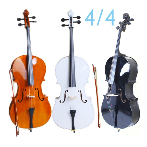 Aveland Happy 4/4 Wood Cello Bag Bow Rosin Bridge Natural Exquisite Cello Set Musical Instruments Birthday Holiday for Kids Teens & Adults 4-8 Days Delivery 