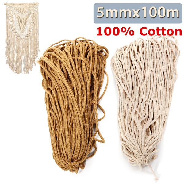 100M 5mm 100% Natural Cotton Twisted Cord Rope Macrame String DIY Craft for  All Things