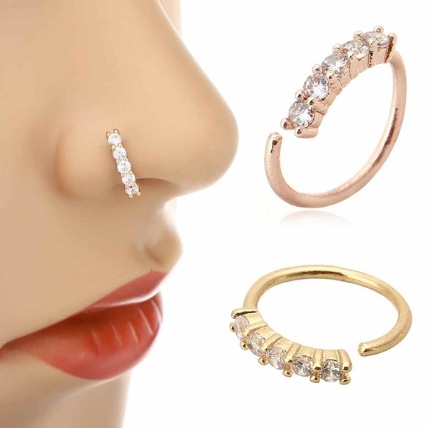 thin diamond hoop nose ring