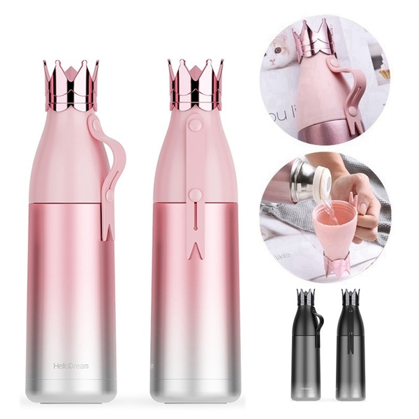  Stainless Steel Vacuum Insulated Mug, Pink Princess Crown  Pattern Print Thermos Water Bottle for Hot and Cold Drinks Kids Adults 17  Oz: Home & Kitchen