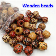 DIY jewelry material  Mixed color printed large hole wooden beads Patterned painted wooden beads Bracelet making beads Hair accessories Luggage loose material