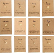 12 Constellation Pendant Necklace Zodiac Sign Necklace Birthday Gifts Message Card for Women Girl Jewelry Gifts