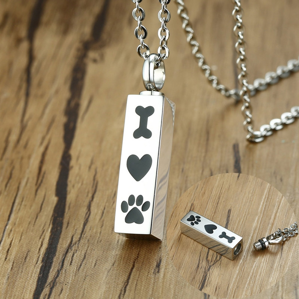 Personalized Pendant Necklace Dog Tag Ash Urn Memorial Cremation Always with Me 