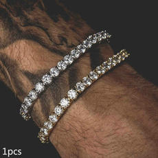 White Gold, Crystal Bracelet, hip hop jewelry, Chain Link Bracelet