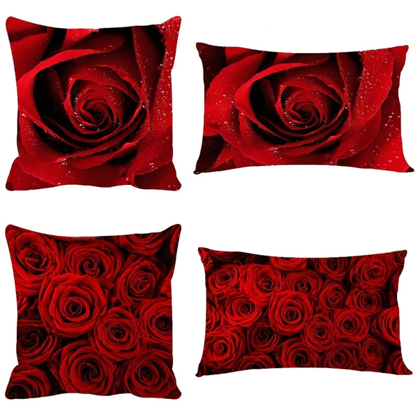 red rose pillow