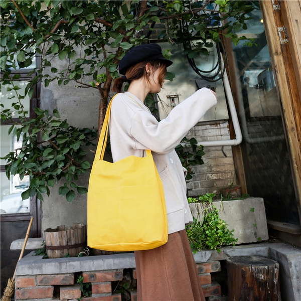 Yellow canvas tote clearance bag