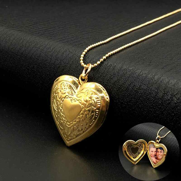 Friend Lover Jewelry Heart Shaped Photo Picture Locket Necklace Pendant 