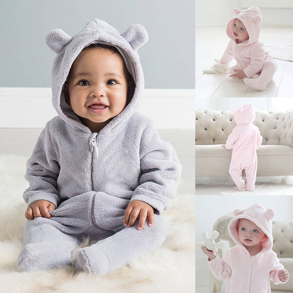 baby fleece onesie with hood