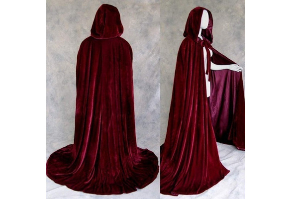Wine Red Cape Hooded Cloak Wizard Robes Costumes Lined in 10 Colors New Stock 