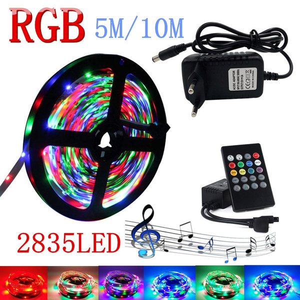 Adapter Waterproof RGB LED SMD 2835 Strip Light 5m 10m Tape Ribbon+Controller 