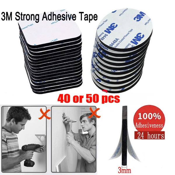 Round, Square) 40/50 Pieces 3M Double Sided Adhesive Pads Strong Adhesive  Waterproof Tape