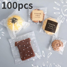 100PCS Transparent Dot Cookie Candy Bag Wedding Party Supplies Gift Bag Biscuits Snack Baking Self-Adhesive Package Bag 