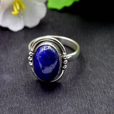 925 Sterling Silver Natural Lapis Lazuli Birthstone Ring Size 6 to 10 US