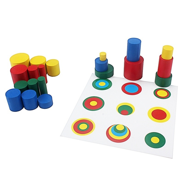 Juguete Montessori Bloque De Cilindros De Madera Color 