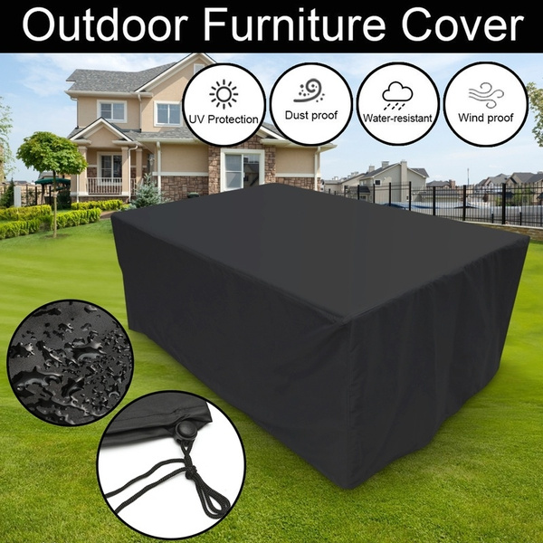 Black 12 Sizes Garden Outdoor Furniture, Large Rain Cover For Garden Furniture