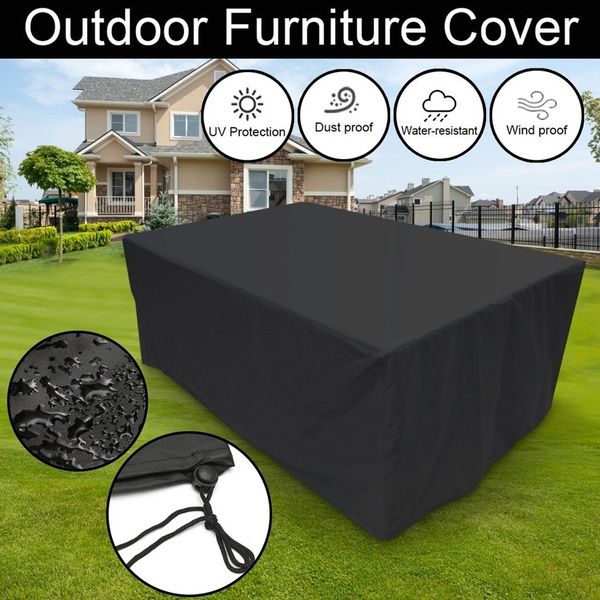 Black 12 Sizes Garden Outdoor Furniture Rain Cover Waterproof Wicker ...