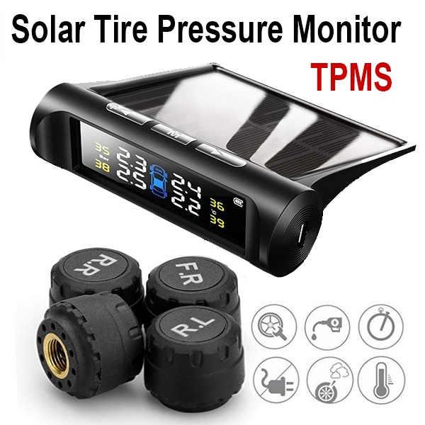 Solar TPMS Tire Pressure Monitoring System Wireless TPMS with LCD Color ...