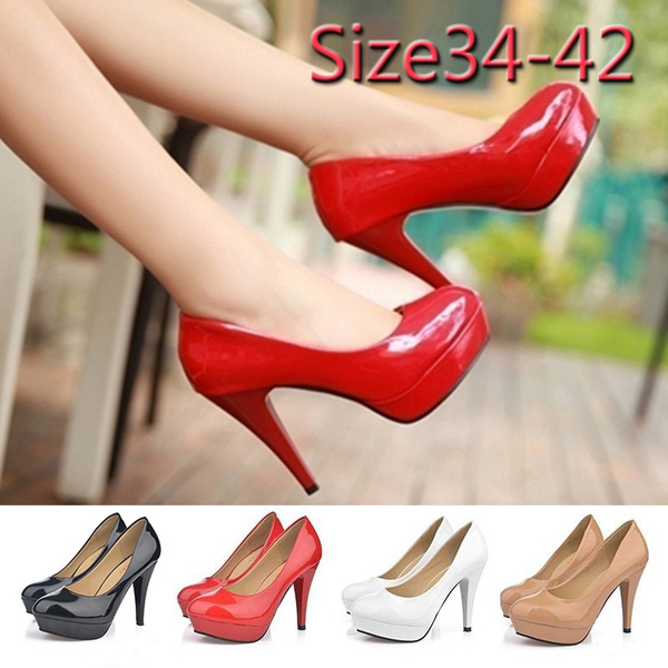 Fashion Sexy Platform Spike Heels Round Toe Red Bottom High Heels Women Pumps Red Beige Size 34-42 | Wish