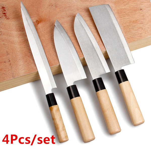 4Pcs/set Kitchen Sashimi Kitchen Knife Laser Pattern Salmon Sushi Knife  Stainless Steel Raw Fish Fillet Knife