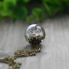 Gifts For Her, Jewelry, glassballnecklace, dandelion