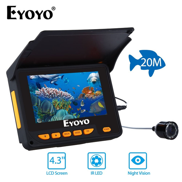 EYOYO 4.3 inch HD Monitor Underwater Fishing Camera Ice/Sea/Lake/Boat Fish  Finder Easy Install on the Rod+20M Cable