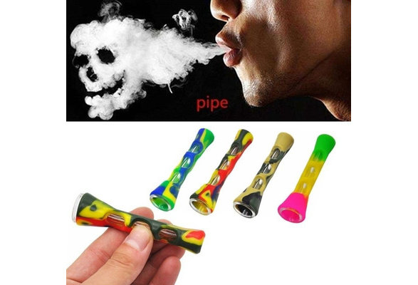 Horn Shape Portable Tobacco Cigarette Silicone Glass Smoking Herb Pipe 20Mm  One Hitter Dugout Pipe Tobacco Pipe Accessories Gift For Father's Day