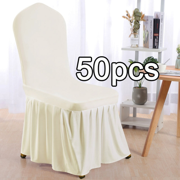 Spandex Chair Covers Long Ruffled Skirt Slipcovers for Wedding Banquet Party 