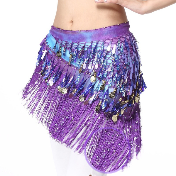 Belly Dance Costume Hip Scarf Coin & Sequin Belt Waist Dancer Wrap