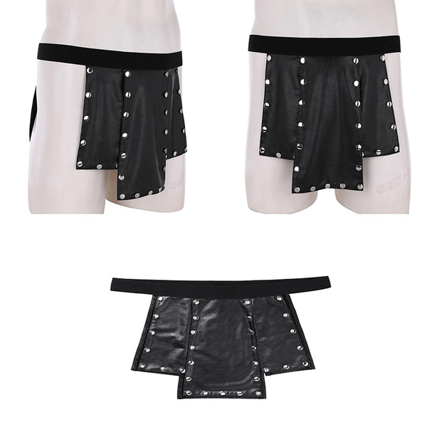 Men's Faux Leather Studded Kilt Low Rise Studded Skirted Underwear Wish