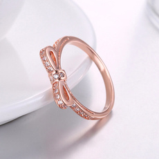 bowknot, hollowedoutsection, Rose Gold Ring, ringornament