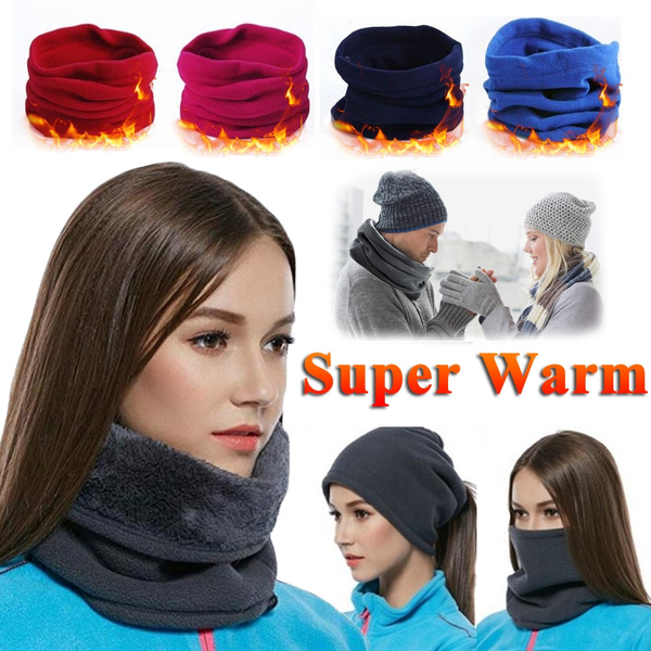 Snowflake And Snowhouse Microfiber Neck Warmer Balaclavas Soft Fleece Headwear Face Scarf Mask For Winter