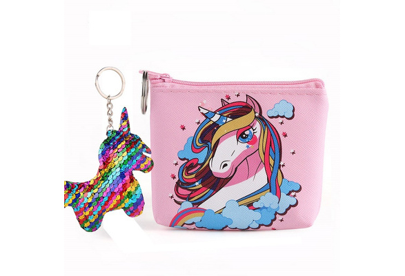 Sparkling Sequin Unicorn Coin Purse Wallet Pom Pom Lovely Makeup Bag Gift Idea 
