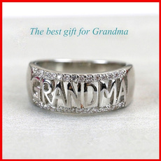 925 sterling silver ring grandma letter diamond ring jewelry family birthday lady best gift ring ring size (USA) 5-11