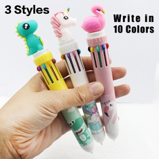 Kawaii, ballpoint pen, flamingo, multicolour