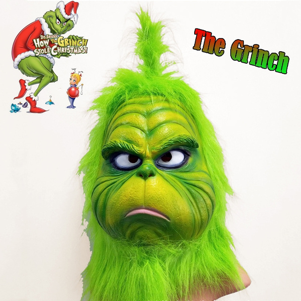 How The Grinch Stole Christmas mask Halloween Cosplay Costumes Latex full face 