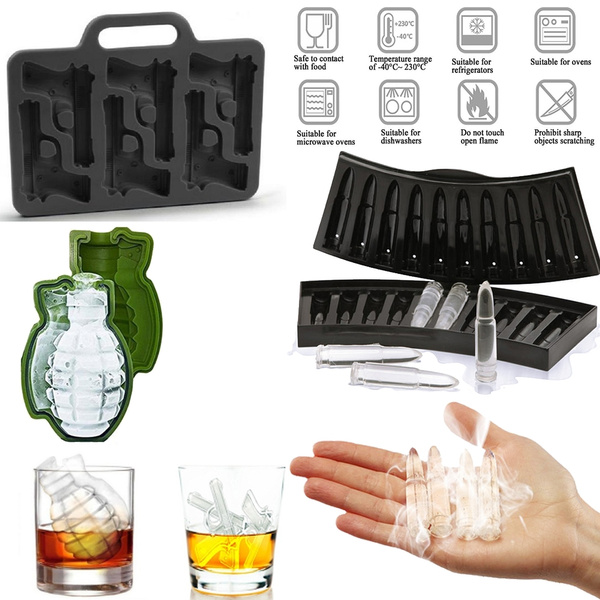 Creative 3D Ice Cube Maker Mold Plastic Large Ice Cream Tub Set Tools Gun  Shaped Ice Cube Tray Mould for Party Drink Whiskey