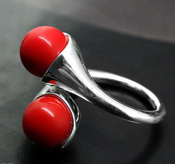 Sterling, Women Ring, Silver Ring, Coral