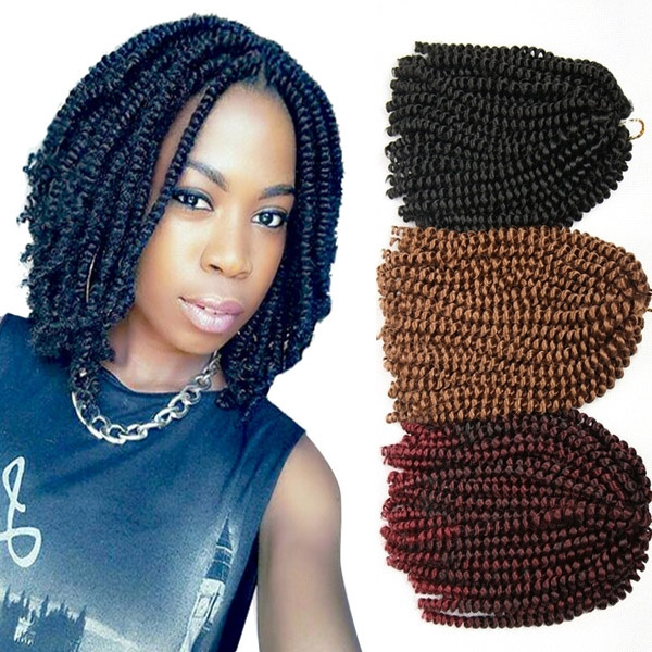 Fluffy Spring Twist Crochet Braids Hair Extensions Women Add