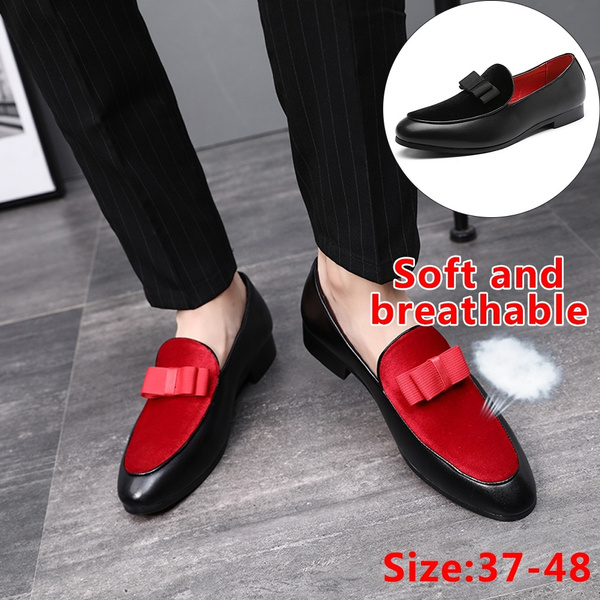 red suede casual slip on