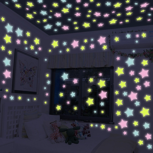 50pcs 3D Stars Glow In The Dark Wall Stickers Luminous For Kids Baby Room Decor 