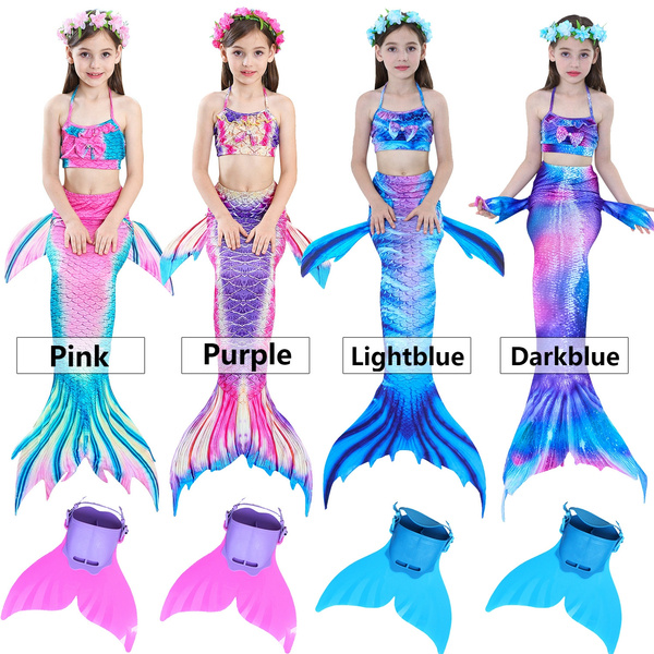 2018 Swimming Mermaid Tails with Monofin Mermaid Swimsuit Bikini Set ...