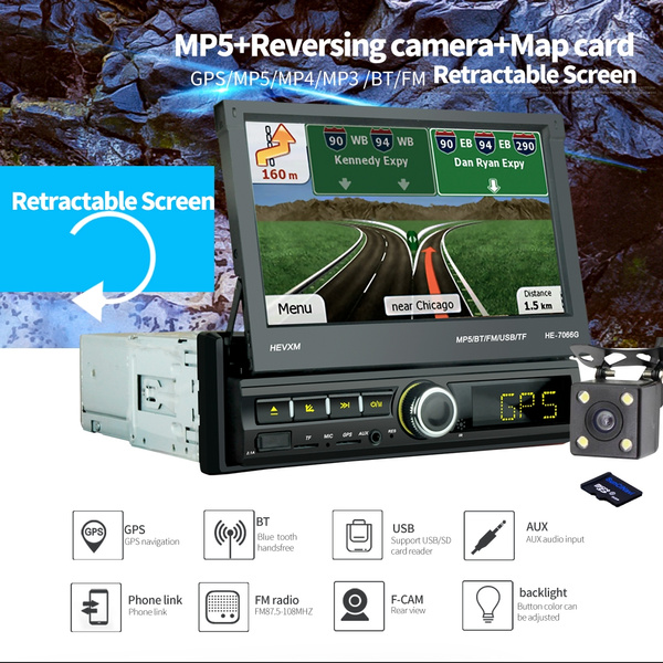 7 Inch Automatically Telescopic Car MP5 Player GPS Navigation Bluetooth