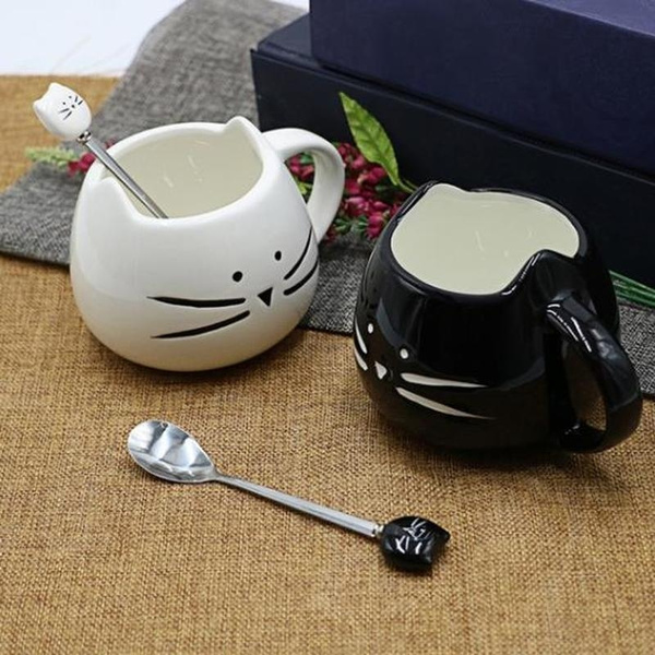 Cartoon Cat Stainless Steel Tea Coffee Spoons Ice Cream Fruit Spoon Tableware LP 