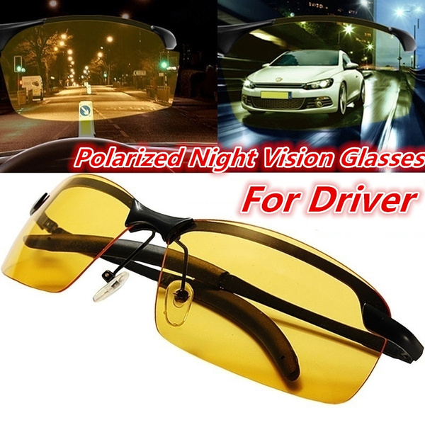 Metal Frame Yellow High-end Night Vision Driving Glasses Polarized UV  Sunglasses