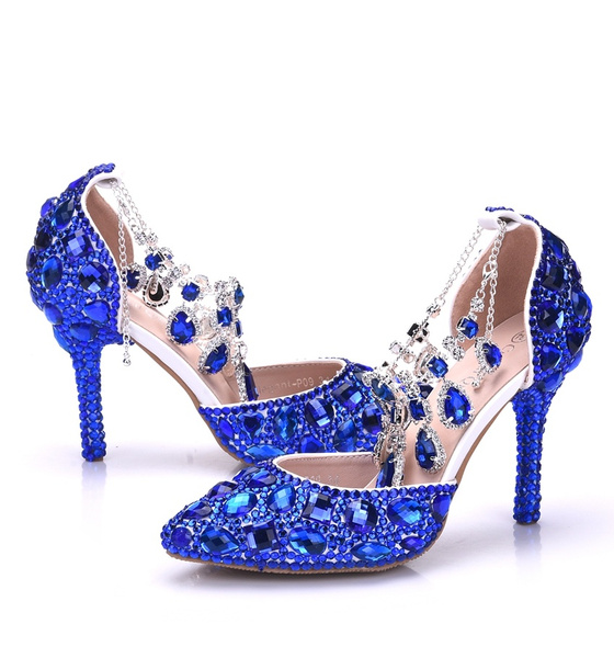 Blue sales crystal heels