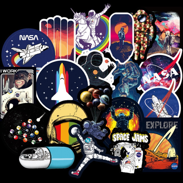 100pcs Pretty Galaxy Universe Astronaut Sticker Laptop Luggage Car Decal Sticker 
