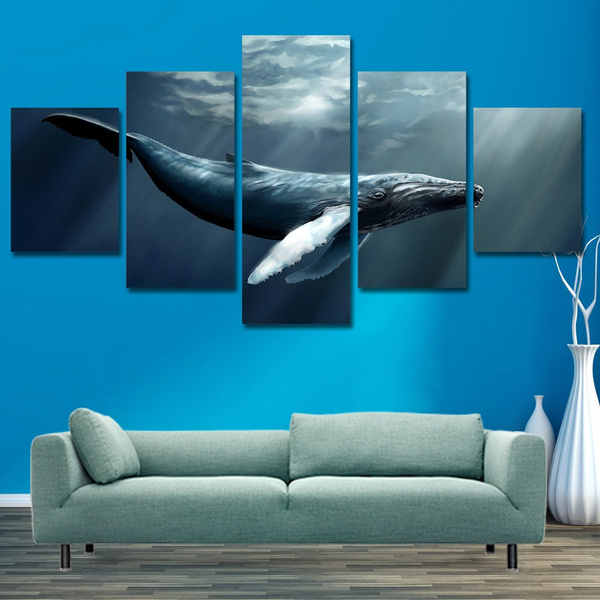 Home Decor Deep Sea Big Fish Animal 5 Pieces Canvas Wall Art Print Picture Home Decor Home Garden Gefradis Fr